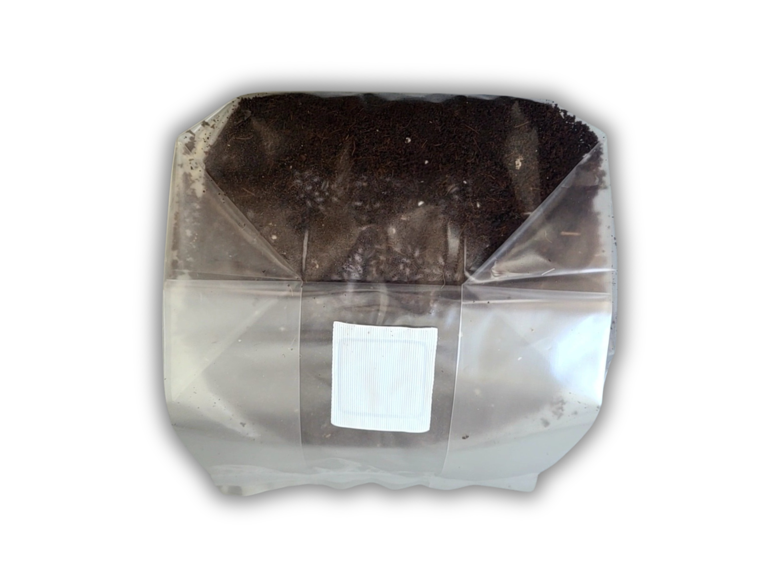 Top-down perspective of Large Mushroom Grow Bag, highlighting the integrated breathable filter patch for optimal air exchange.