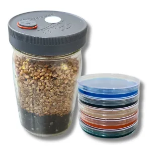Mushroom cultivation combo with all-in-one grow jar and agar plates