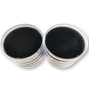 Charcoal malt extract agar plates showing black agar surface