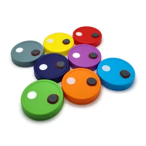 Assorted multicolor modified grain jar lids with injection ports and filters