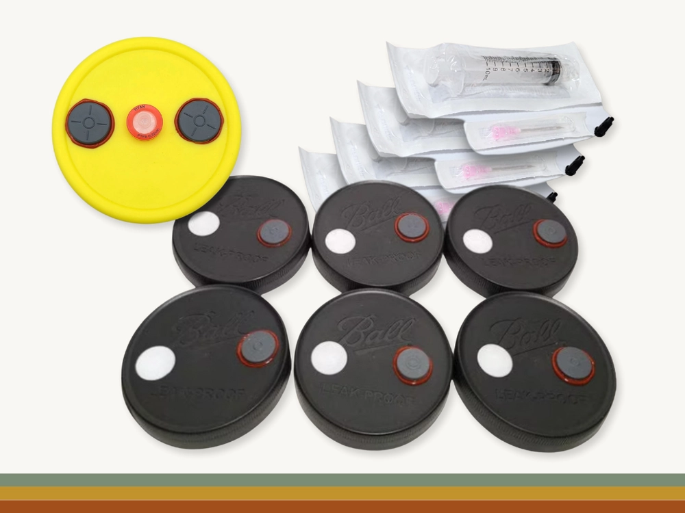 Top-down view of a BRF jar's modified lid with self-healing injection ports.